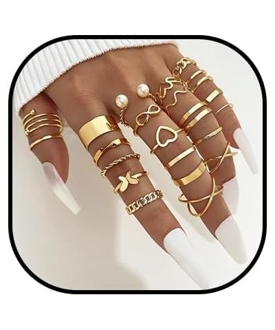 Gold Stackable Rings Set for Women 18K Gold Stacking Knuckle Ring Vintage Boho Midi Rings Chunky Twist Butterfly Snake Ring P...