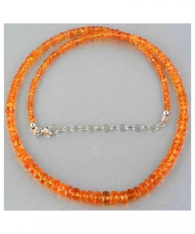 AAA Songea Orange Sapphire Necklace, 18inch Faceted Rondelle Beads Sapphire Necklace, Sapphire Necklace, Natural Gemstone Nec...