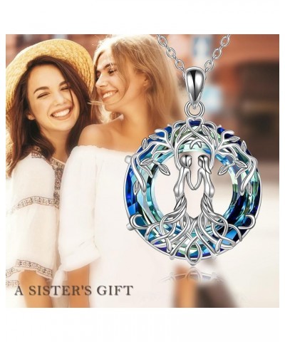 Sister Gifts from Sister, Sterling Silver Tree of Life Sister Abalone/Turquoise Pendant Necklace Jewelry, Birthday Jewelry Gi...