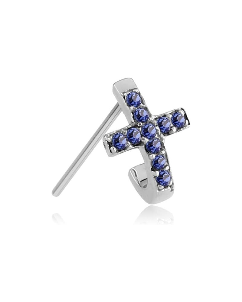 316L Surgical Steel Nose Stud Ring Cross Choose Your Color & Style Cross Nose Hugger 20G 10mm Straight-Navy Blue $11.99 Body ...