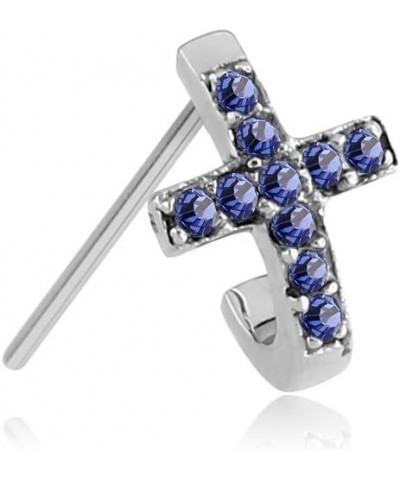 316L Surgical Steel Nose Stud Ring Cross Choose Your Color & Style Cross Nose Hugger 20G 10mm Straight-Navy Blue $11.99 Body ...