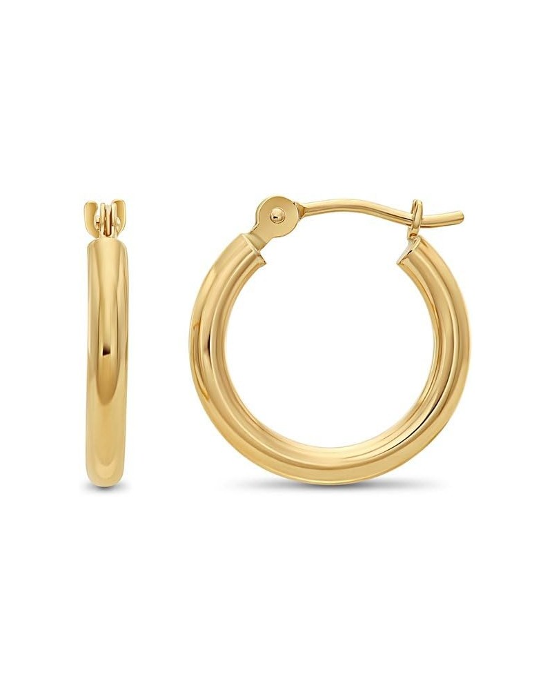 14k Yellow Gold Classic Shiny Polished Round Hoop Earrings, 2mm tube 14mm (0.55 inch) $25.85 Earrings