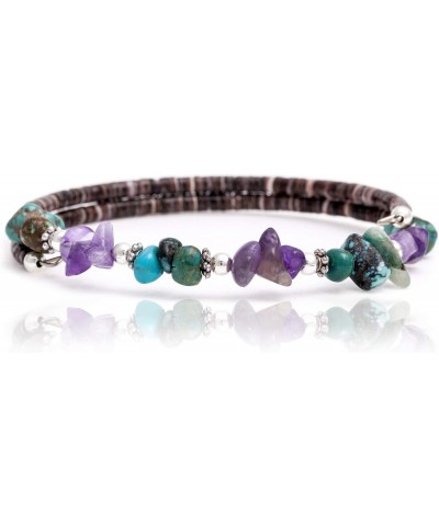 Certified Navajo Native Turquoise Amethyst Adjustable Wrap Bracelet 12739-1 Made by Loma Siiva $33.20 Bracelets