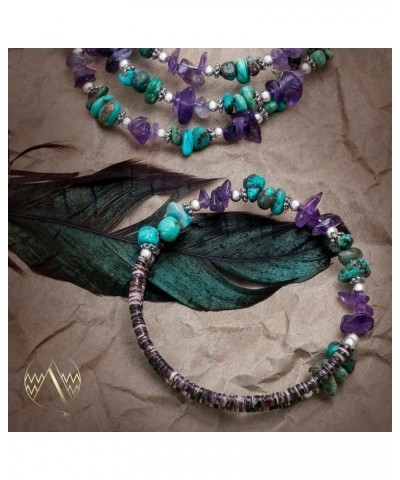 Certified Navajo Native Turquoise Amethyst Adjustable Wrap Bracelet 12739-1 Made by Loma Siiva $33.20 Bracelets