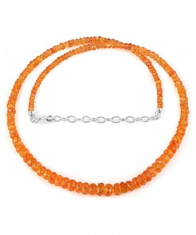 AAA Songea Orange Sapphire Necklace, 18inch Faceted Rondelle Beads Sapphire Necklace, Sapphire Necklace, Natural Gemstone Nec...