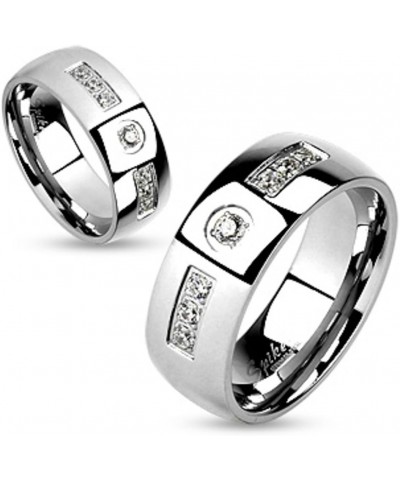 His and Her Stainless Steel 2.10 Carat Cubic Zirconia Bridal Ring Set and Men's Wedding Band Women's Size 09 Men's Size 10 $1...