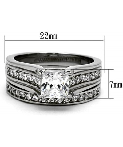 His and Her Stainless Steel 2.10 Carat Cubic Zirconia Bridal Ring Set and Men's Wedding Band Women's Size 09 Men's Size 10 $1...