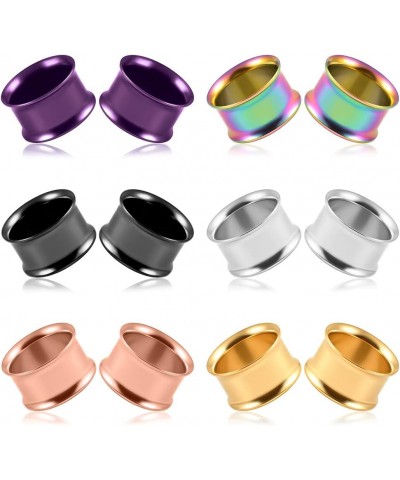 Set of 12 Pcs Large Double Flare Ear Gauges 316 Stainless Steel Hypoallergenic Ear Plugs Tunnels for Ears Expander Body Jewel...