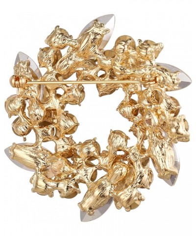 Austrian Crystal Wedding Flower Wreath Brooch Pin 1_Iridescent Clear AB Gold-Tone $13.19 Brooches & Pins