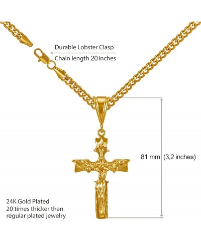 Extra Large Modern Crucifix Necklaces for Men & Women 24k Real Gold Plated XL Jesus on Cross Crucifix $41.78 Necklaces