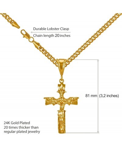 Extra Large Modern Crucifix Necklaces for Men & Women 24k Real Gold Plated XL Jesus on Cross Crucifix $41.78 Necklaces