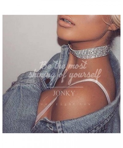 Rhinestone Choker Necklace Silver Crystal Necklaces 8 Row Chokers Sparkly Neck Chain Collar Prom Jewelry for Women $8.24 Neck...