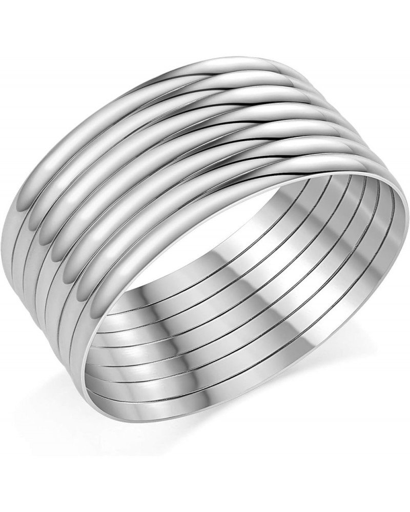 Glossy Plain Stainless Steel Bangle Bracelets Set for Women, Silver, Set of 7 Pieces 7.8 inches $12.38 Bracelets