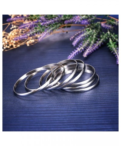 Glossy Plain Stainless Steel Bangle Bracelets Set for Women, Silver, Set of 7 Pieces 7.8 inches $12.38 Bracelets