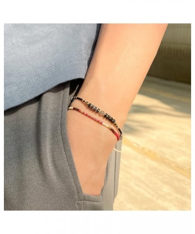 Thin Rope Friendship Bracelet Handmade Japanese Seed Bead Adjustable String Bracelets for Women Girls Black 14A $11.56 Bracelets