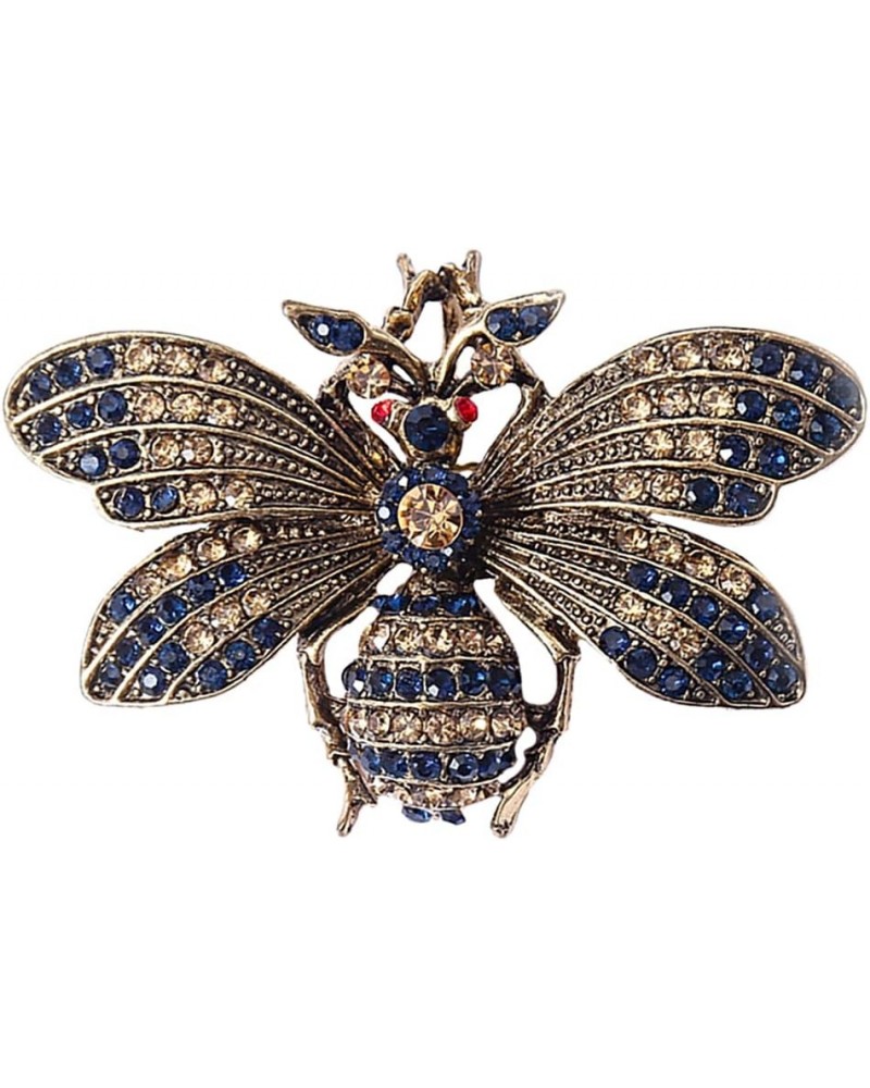 Rhinestone Brown Bee Brooch Pin for Women Girls Vintage Blue Insect Wing Animal Lapel Pins Cute Dress Accessories Birthday Ch...