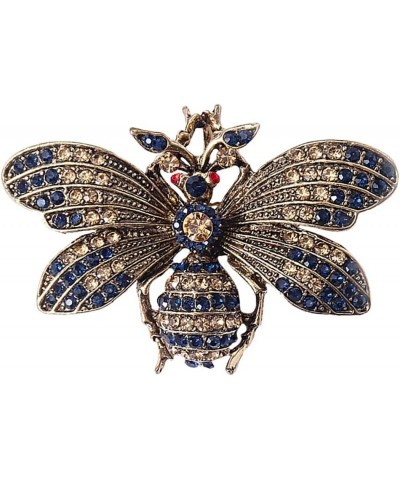 Rhinestone Brown Bee Brooch Pin for Women Girls Vintage Blue Insect Wing Animal Lapel Pins Cute Dress Accessories Birthday Ch...