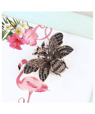 Rhinestone Brown Bee Brooch Pin for Women Girls Vintage Blue Insect Wing Animal Lapel Pins Cute Dress Accessories Birthday Ch...