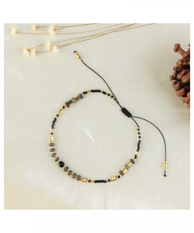 Thin Rope Friendship Bracelet Handmade Japanese Seed Bead Adjustable String Bracelets for Women Girls Black 14A $11.56 Bracelets