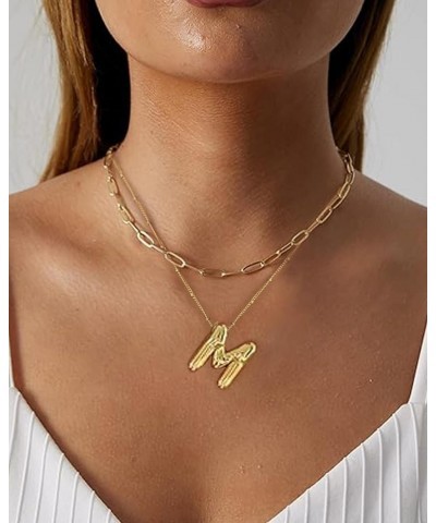 Bubble Letter Necklace Dainty Initial Balloon Letter Paperclip Gold Layered Chain Birthday Jewelry Gifts for Women Girls E in...