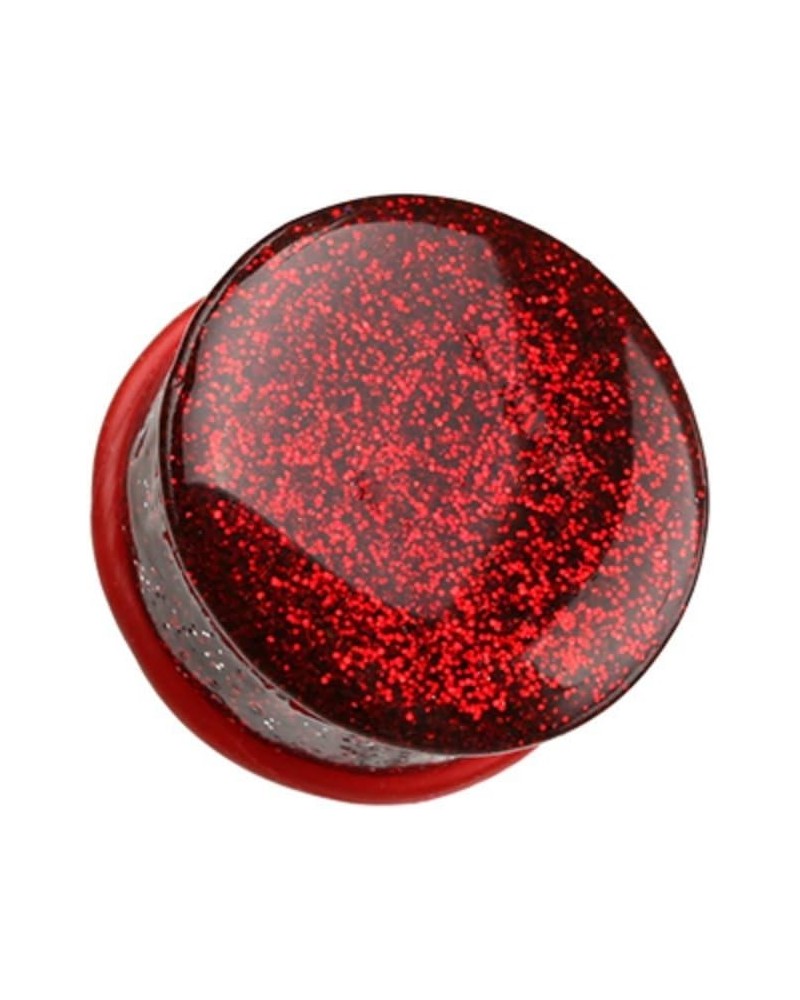 Glitter Shimmer Single Flared Ear Gauge Plug 5/8" (16mm), Red $10.78 Body Jewelry