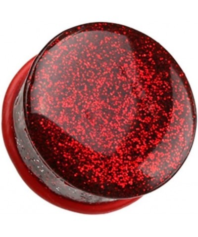 Glitter Shimmer Single Flared Ear Gauge Plug 5/8" (16mm), Red $10.78 Body Jewelry