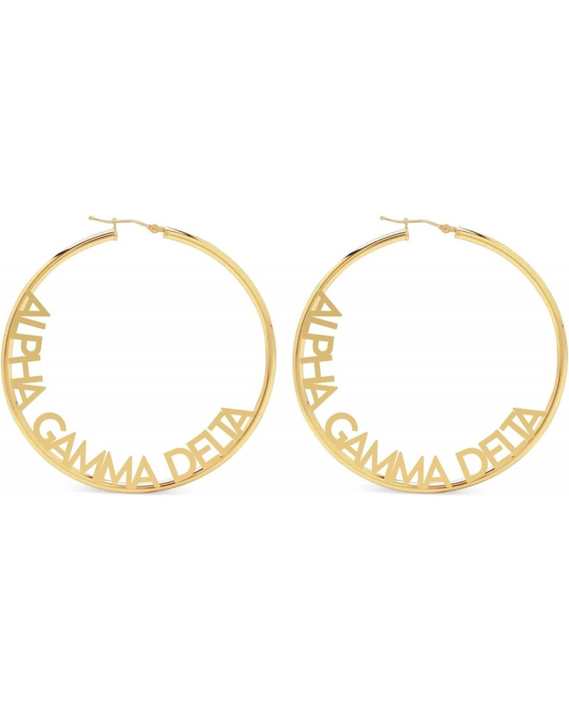 Alpha Gamma Delta- Hoop 18K Gold Plated Dainty Earrings for Women - Alpha Gamma Delta Jewelry with Ideal 2" Diameter Hoops - ...