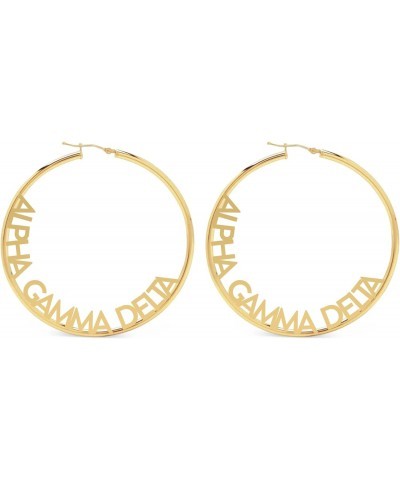 Alpha Gamma Delta- Hoop 18K Gold Plated Dainty Earrings for Women - Alpha Gamma Delta Jewelry with Ideal 2" Diameter Hoops - ...