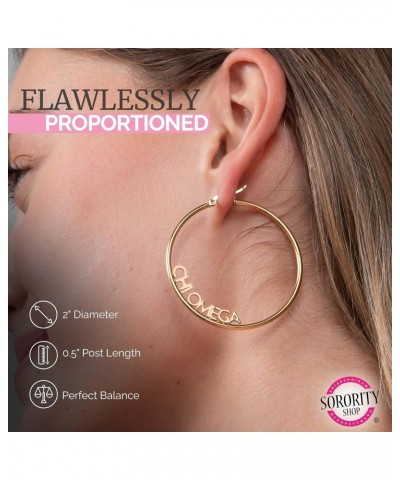 Alpha Gamma Delta- Hoop 18K Gold Plated Dainty Earrings for Women - Alpha Gamma Delta Jewelry with Ideal 2" Diameter Hoops - ...