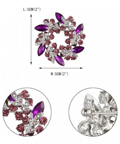 Austrian Crystal Wedding Flower Wreath Brooch Pin 1_Purple w/ Light Purple Silver-Tone $13.19 Brooches & Pins