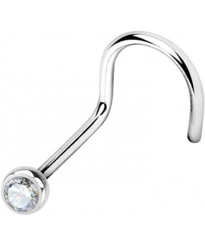 Press Fit Gem Ball 316L Surgical Steel Nose Screw Rings Size: 20GA, Ball Size: 2.5mm, Clear $9.11 Body Jewelry