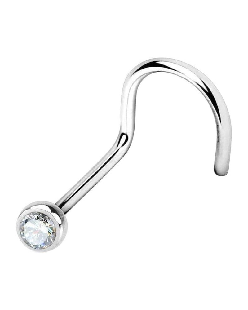 Press Fit Gem Ball 316L Surgical Steel Nose Screw Rings Size: 20GA, Ball Size: 2.5mm, Clear $9.11 Body Jewelry