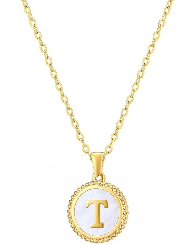 Gold Initial Necklace for Teen Girls Trendy, 18K Gold Plated letter Pendant Necklace for Women Choker Personalized Shell Neck...