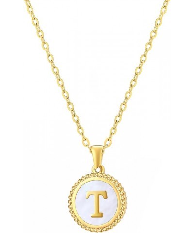 Gold Initial Necklace for Teen Girls Trendy, 18K Gold Plated letter Pendant Necklace for Women Choker Personalized Shell Neck...