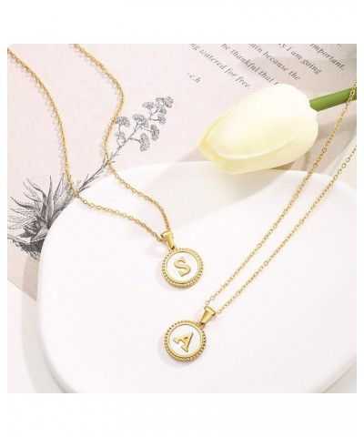 Gold Initial Necklace for Teen Girls Trendy, 18K Gold Plated letter Pendant Necklace for Women Choker Personalized Shell Neck...