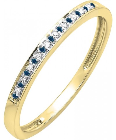 0.10 Carat (ctw) Alternate Round Blue & White Diamond Stackable Wedding Band for Women in 10K Gold 10 Yellow Gold $96.24 Others