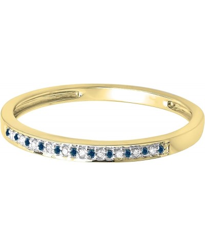 0.10 Carat (ctw) Alternate Round Blue & White Diamond Stackable Wedding Band for Women in 10K Gold 10 Yellow Gold $96.24 Others