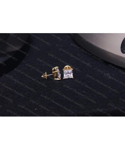 Brilliant 3mm To 10mm Princess Cut White Diamond 14k Yellow Gold Over .925 Sterling Silver Engagement Stud Earrings Screw Bac...