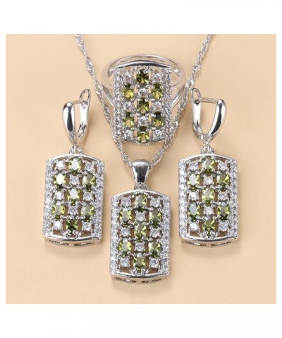 Female Jewelry Olive Green Stone Necklace And Earrings Women Bracelet Sets nicely White 3PCS $20.65 Jewelry Sets