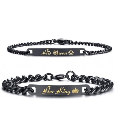 Stainless Steel Her King His Queen Couple Bracelet Matching Set Valentine Gift MEN'S $8.09 Bracelets