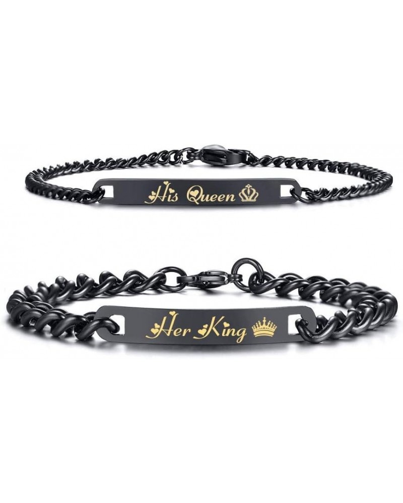 Stainless Steel Her King His Queen Couple Bracelet Matching Set Valentine Gift MEN'S $8.09 Bracelets