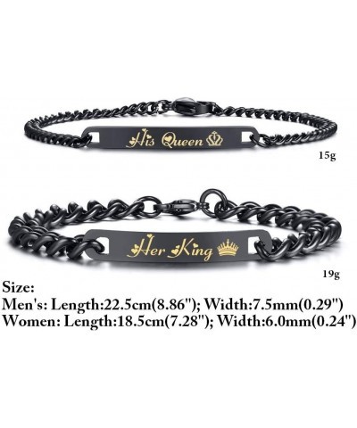 Stainless Steel Her King His Queen Couple Bracelet Matching Set Valentine Gift MEN'S $8.09 Bracelets