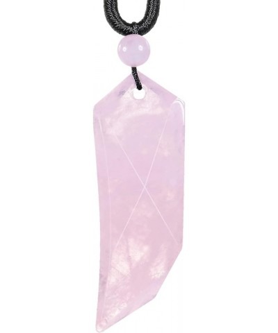 Faceted Reiki Energy Crystal Stone Pendant Necklace for Unisex Adjustable Wolf Shape Stone Necklace Talisman Amulet rose quar...