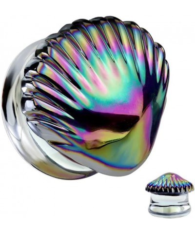 Iridescent Rainbow Shell Glass Double Flared Plugs, Sold As Pair 14mm (9/16") $10.34 Body Jewelry