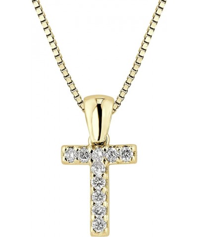 14k Yellow Gold Diamond Initial Pendant Necklace (1/10cttw) with 18-inch chain T $90.88 Necklaces