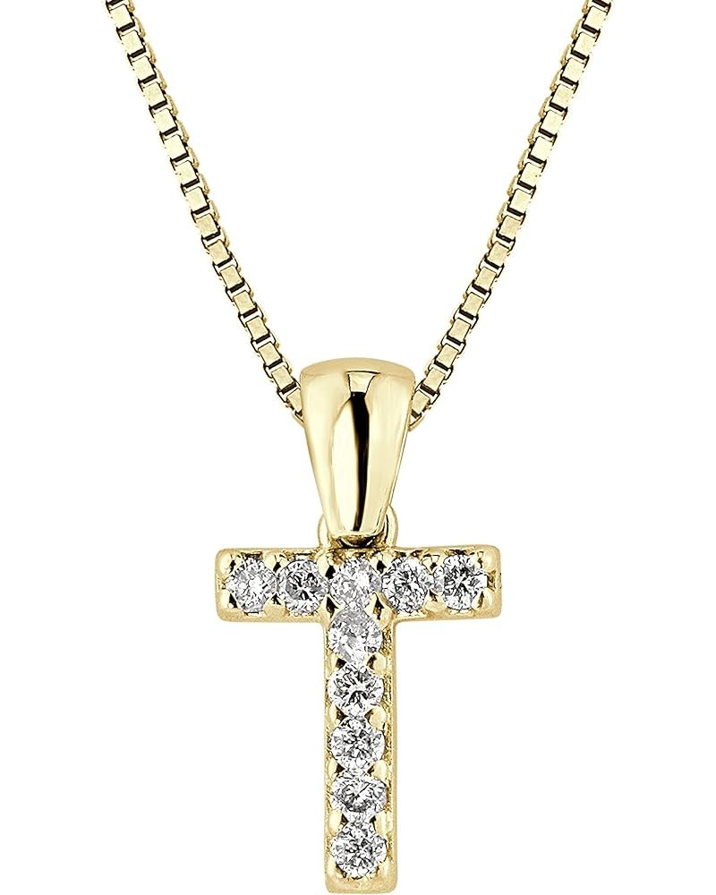 14k Yellow Gold Diamond Initial Pendant Necklace (1/10cttw) with 18-inch chain T $90.88 Necklaces