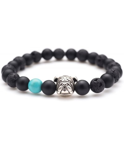 Anti Anxiety Dog Mascot Natural Onyx and Lava Rock Beads Bracelet Friendship Jewelry Gift Unisex Antique Silver Dog $9.24 Bra...