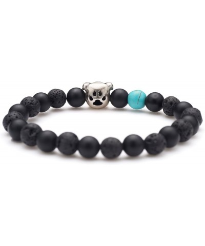 Anti Anxiety Dog Mascot Natural Onyx and Lava Rock Beads Bracelet Friendship Jewelry Gift Unisex Antique Silver Dog $9.24 Bra...