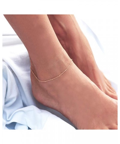 Anklet for Women Gold Chain 14K Gold Plated Dainty Boho Beach Summer Simple Foot Jewelry Ankle Bracelet for Girls Gold Bead $...