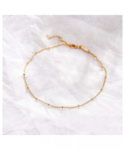 Anklet for Women Gold Chain 14K Gold Plated Dainty Boho Beach Summer Simple Foot Jewelry Ankle Bracelet for Girls Gold Bead $...